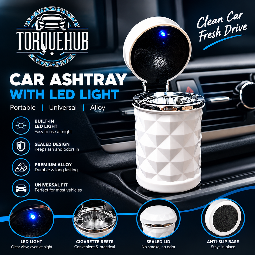TorqueHub Portable LED Alloy Car Ashtray